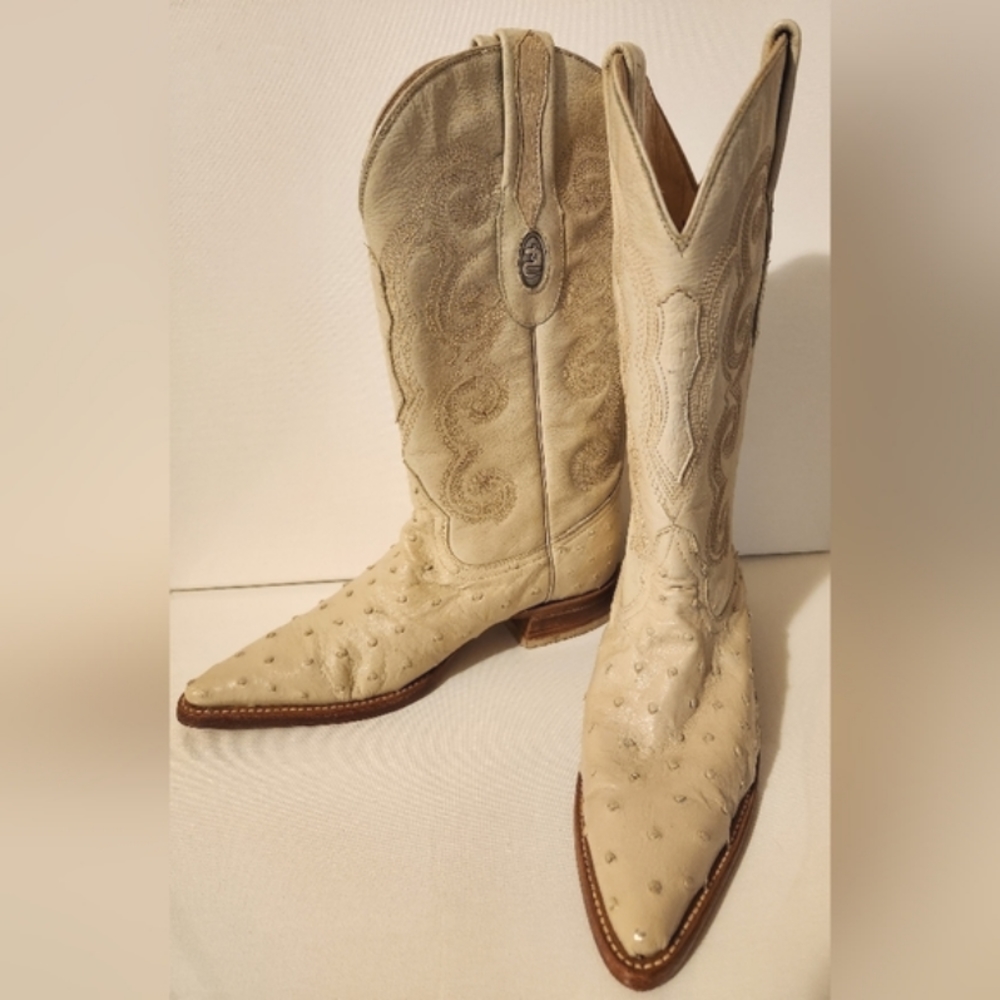 Lagarto Cream Cowboy boots, genuine leather